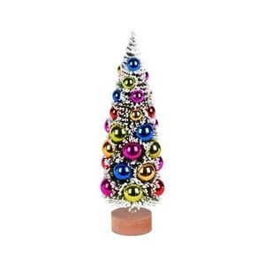 Vickerman 12" Frosted Green Tree with Multicolored Balls Ornaments Xmas Tree